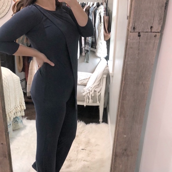 JeyRey size small navy blue ribbed cozy matching pant set - Picture 3 of 9